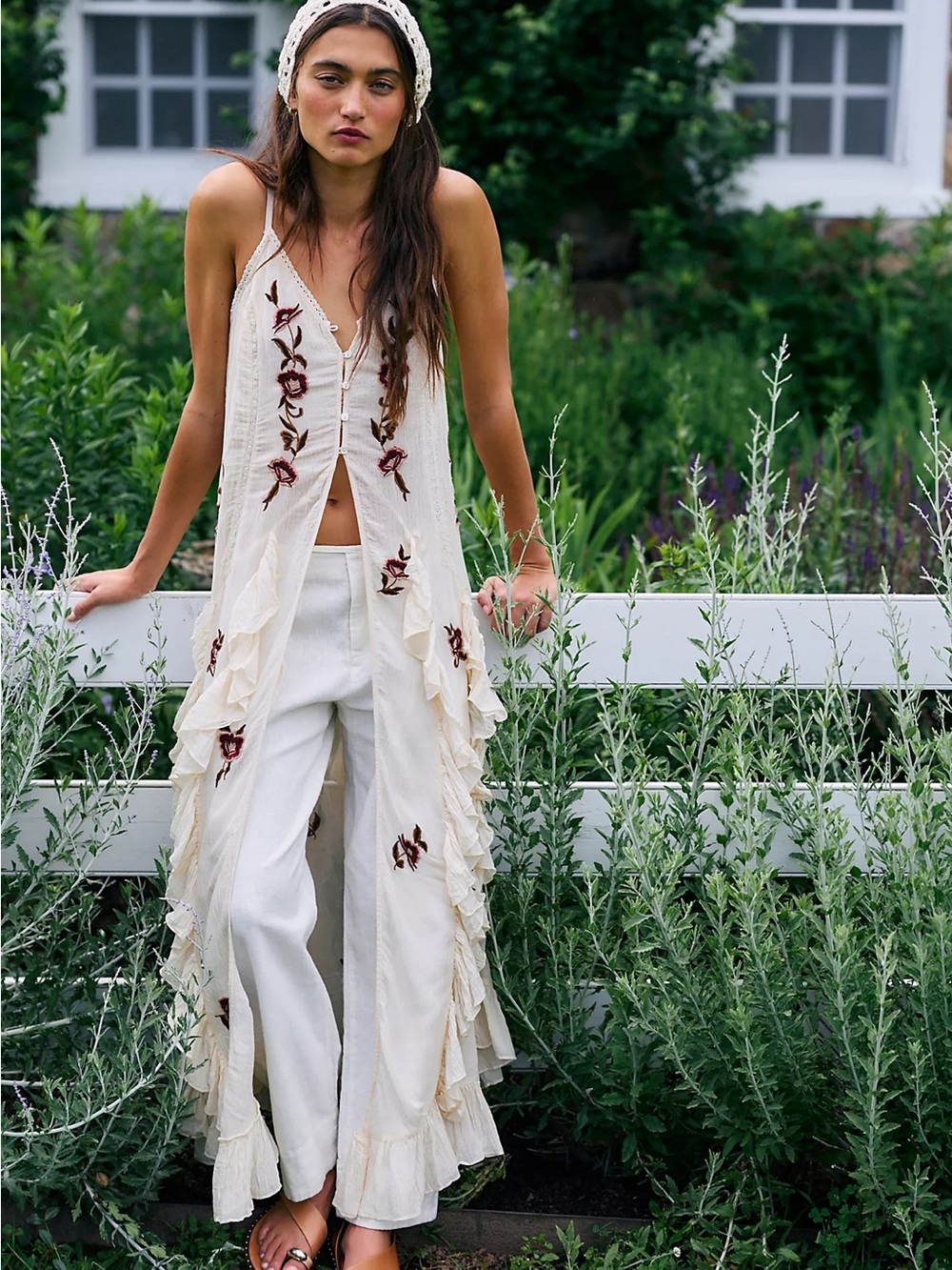 Free People Rosa Embroidered Maxi Top